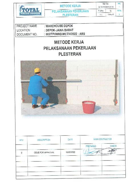 Pdf Metode Kerja Pelaksanaan Pekerjaan Plesteran