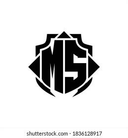 Ms Logo Monogram Shield Line Stock Vector Royalty Free