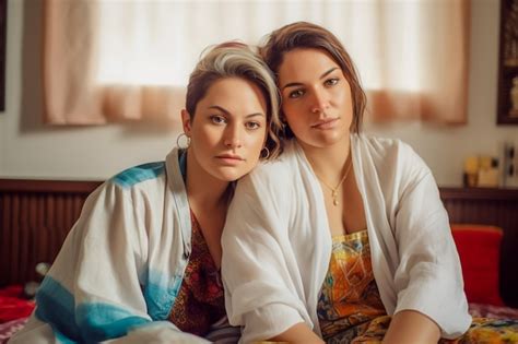 Premium Ai Image Lovely Lesbian Couple Having A Good Time Practicing Mindfulness Meditation