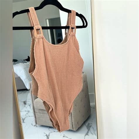 Aerie Swim Nwt Aerie Crinkle Ribbed Scoop Cheeky Nude One Piece Swimsuit Poshmark