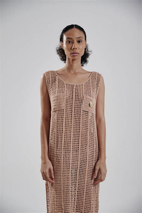 DRESS LONGO NUDE EM CROCHÊ