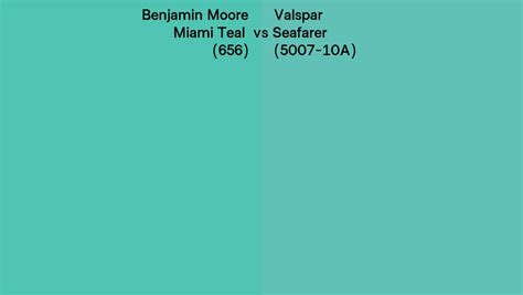 Benjamin Moore Miami Teal 656 Vs Valspar Seafarer 5007 10A Side By