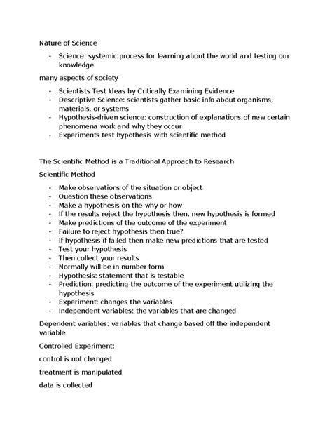 Chapter 1: Nature of Science - Bio 114 Final Exam Notes - Studocu