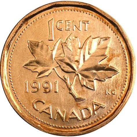 Canadian Cent Maple Leaf Twig Penny Coin Brilliant Uncirculated