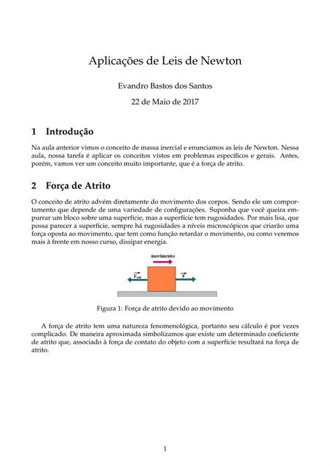 Pdf Aplica Es De Leis De Newton Evandrobs Introdu O Na