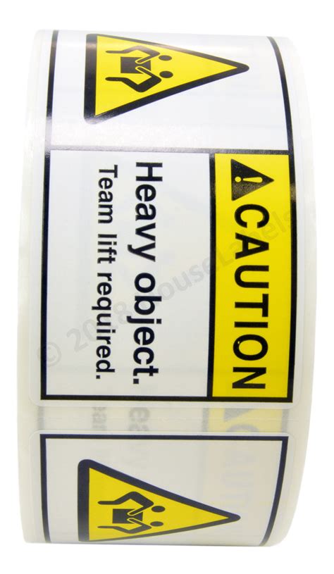 21 Rolls 500 Labels Per Roll 3x1 5 Caution Heavy Object Team Lift