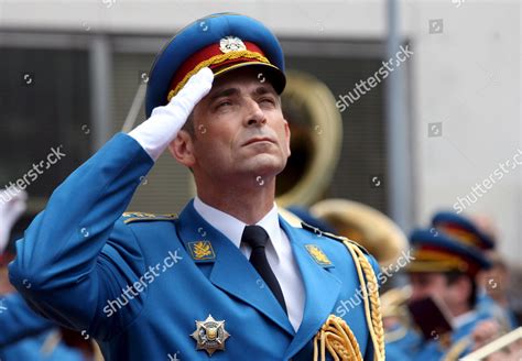 Serbian Army Officer Salutes During Replacement Editorial Stock Photo