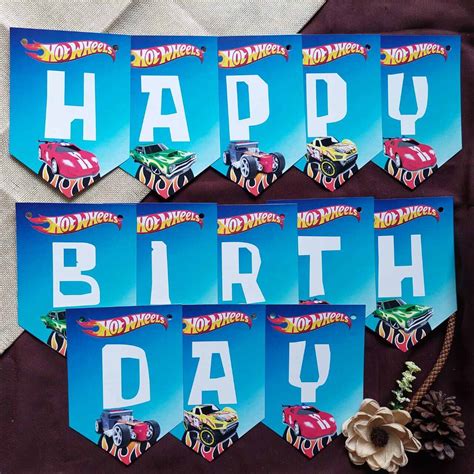 Bunting Flag Karakter Hot Wheels Happy Birthday Set Banner Ulang Tahun Anak Lazada Indonesia