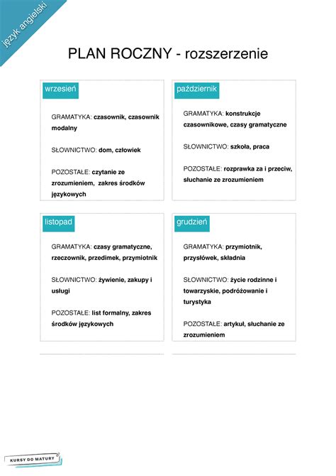 0 Roczny PR ję zyk angielski PLAN ROCZNY rozszerzenie wrzesień