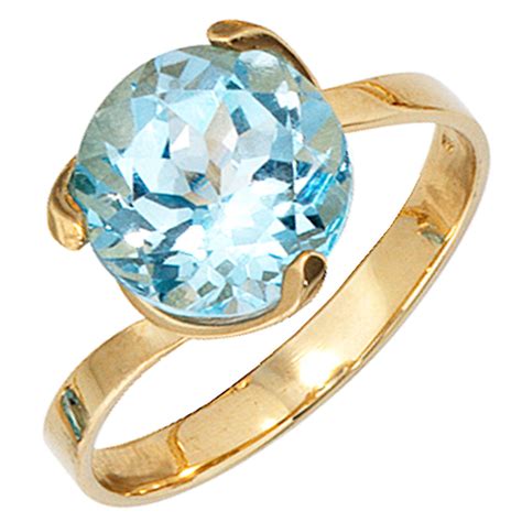 Damen Ring Mit Blautopas 585 Gelbgold