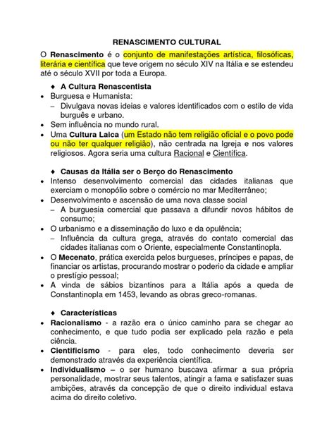 Renascimentos Artísticos E Culturais