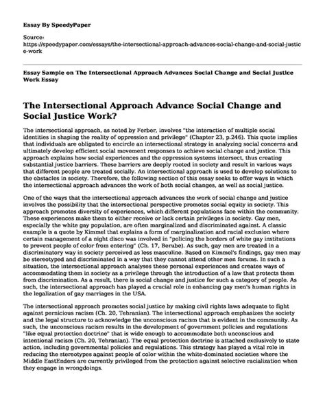 Essay Sample On The Intersectional Approach Advances Social Change