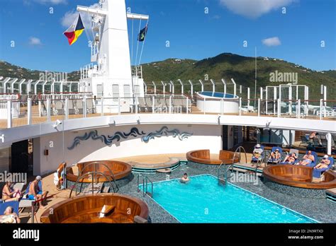 Pool deck on P&O Arvia cruise ship, Road Town, Tortola, The British ...