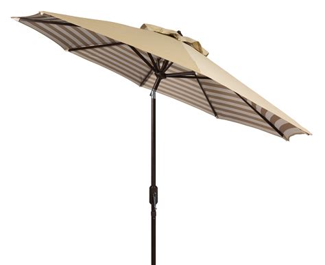 Safavieh Athens 9 Market Crank Striped Patio Umbrella Beigewhite