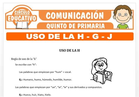 Uso De La H G Y J Para Quinto De Primaria Fichas Gratis