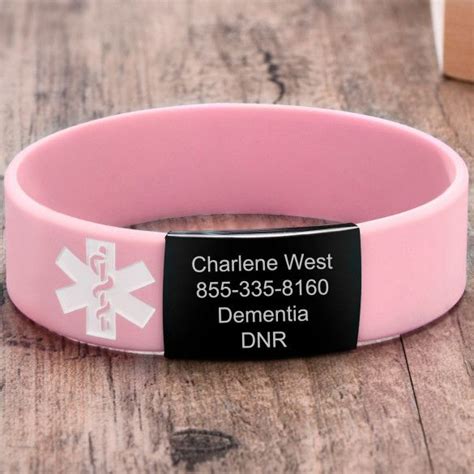 Pink Silicone Slip On Medical Alert Bracelet