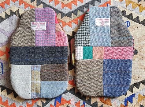 Harris Tweed Patchwork Hot Water Bottle Cover Made In Gb