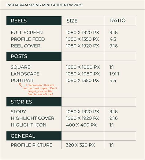 2025 Instagram Sizing Guide — Hey Sara Schultz