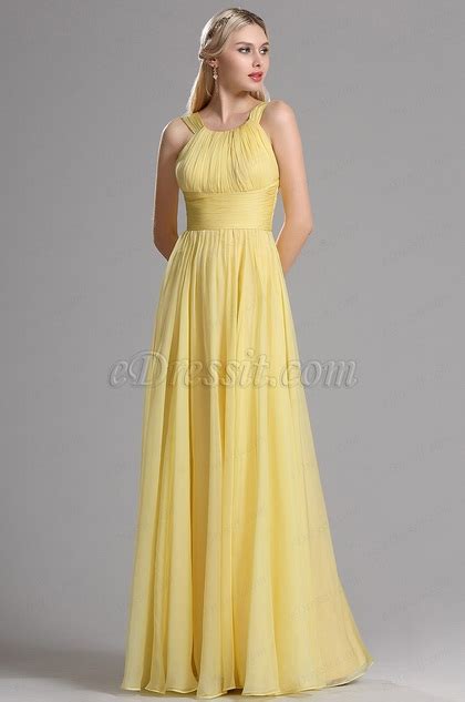 Edressit Halter Neck Yellow Evening Dress Bridesmaid Dress 07153903