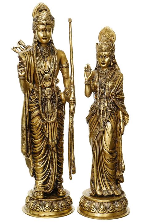 "Lord Ram And Goddess Sita": Yellow Orange Handicraft by Brass ...