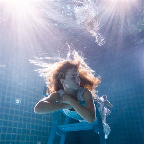 Beautiful Woman Posing Underwater In Bikini Stock Photo Image Of Dark Drown 175419712
