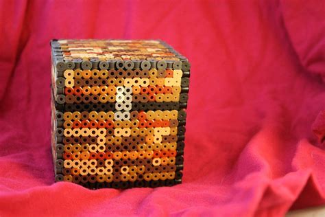 Minecraft Chest Made Of Perler And Hama Beads With Removable Lid 10