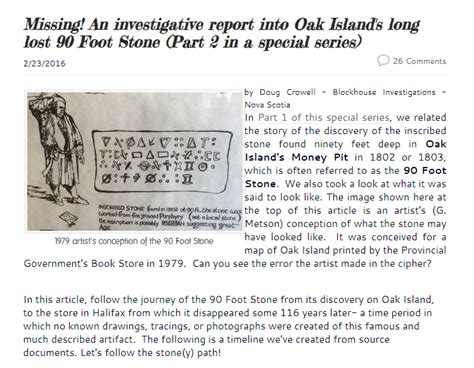 The Oak Island Compendium’s Throwback Thursday Missing An Investigative Report Into Oak Island