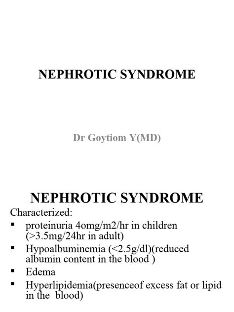 Nephrotic Syndrom Pdf Medical Specialties Clinical Medicine