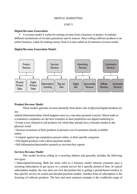 Digital Marketing Revenue Generation Model | DOC