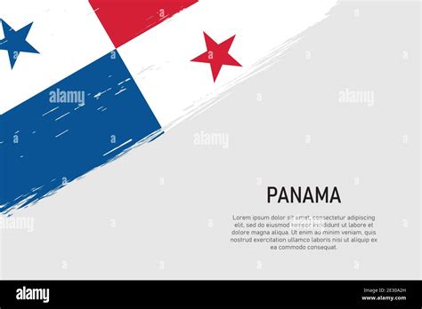 Grunge Styled Brush Stroke Background With Flag Of Panama Template For