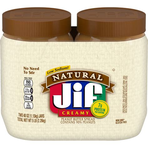 Jif Natural Creamy Peanut Butter Spread Twin Pack Ounce Walmart