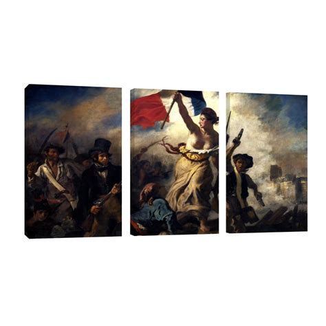 Cuadro Canvas Revolution Tríptico Vertical Delacroix Libertad Set De 3