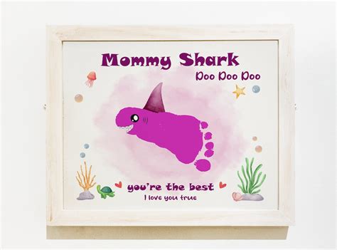 Mommy Shark Handprint Footprint Art Craft Kids Diy T For Mum