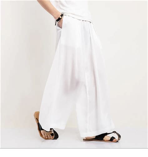 White Harajuku Male Streetwear Harem Pants Man Chinese Style Hanfu