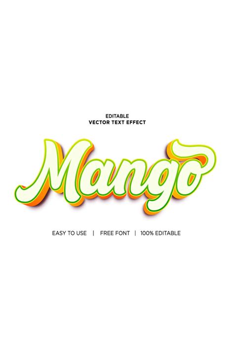 Mango D Text Effects Vector Illustrations New Text Style Eps Files