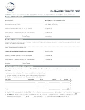 Fillable Online IMPORTANT If Transferring To A New Centre Funds Account