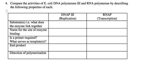 Solved Compare the activities of E. coli DNA polymerase III | Chegg.com 