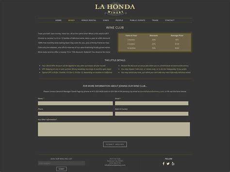 La Honda Winery | Razorfrog Web Design