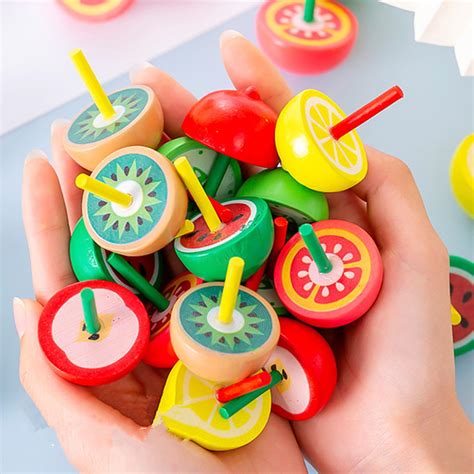 Anvazise Spinning Top Toy Pocket Sized Colorful Manual Rotating Fruit