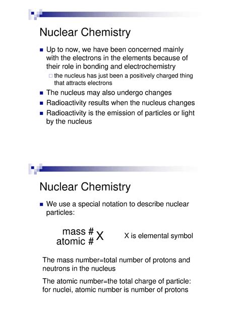 Nuclear Chemistry Nuclear Chemistry Up To Now We Have Been Concerned