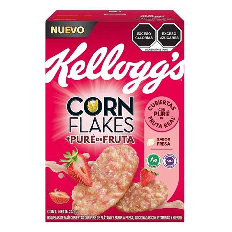 Cereal Corn Flakes Kellogg S Cubierto Con Pur De Fruta Sabor Fresa