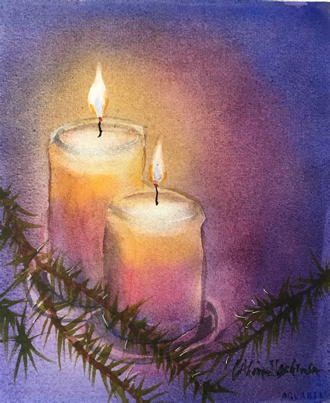 Pin By Dorien Boeijen On Art Christmas Watercolor Candles Candle