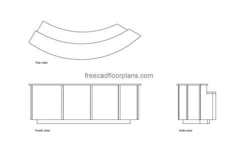 Curved Simple Reception Desk Cad Drawings