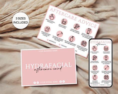 Hydrafacial Aftercare Cards Template Editable Hydrafacial Care Card