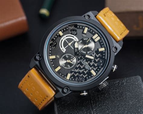 Jual Jam Tangan Jeep Chronograph Tali Kulit Coklat Muda Water