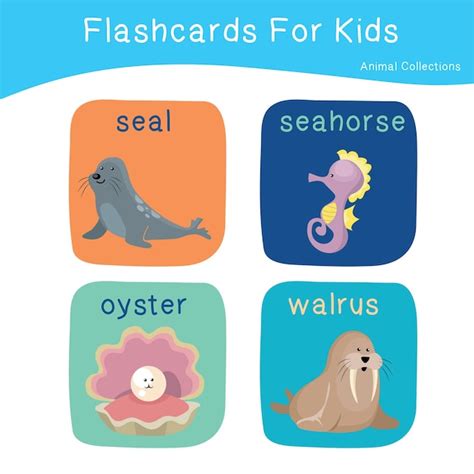 65 Flashcards De Animais Vetor Premium