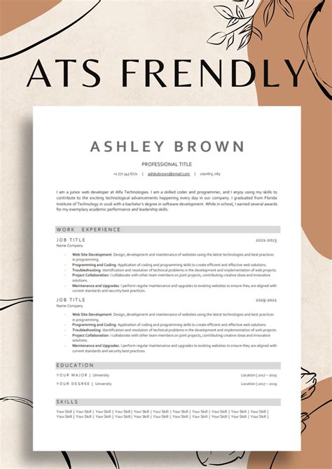 Ats Friendly Resume Template For Microsoft Word Cover Letter And References Template Resume