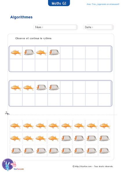 Exercices Math Matique Maternelle Gs Algorithmes Rythmes D Velopper