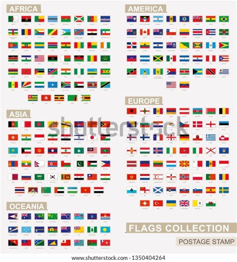 Postage Stamp With Flags Of The World Set Of 228 World Flag Vector