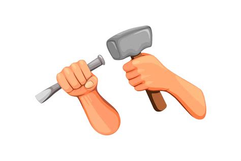 Hand Holding Hammer And Chisel Vector Grafik Von Aryo Hadi Creative